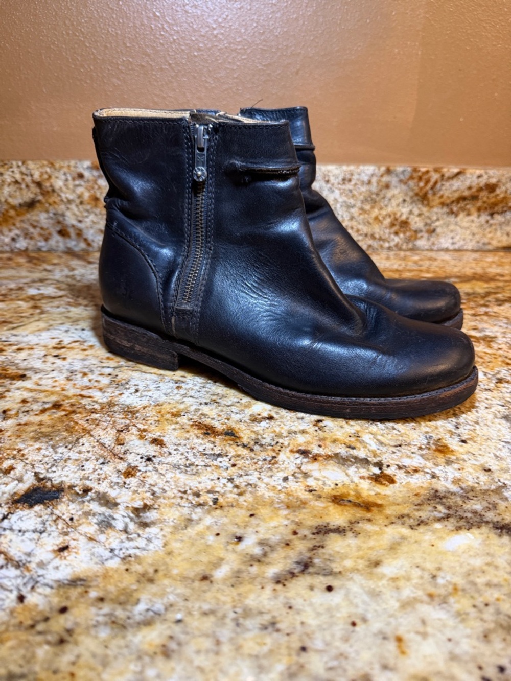 Frye  Leather Ankle Zip Booties